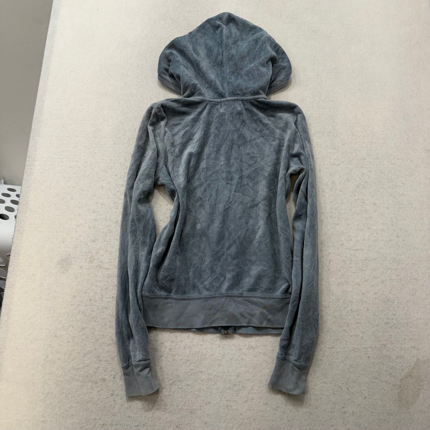 Juicy Couture Women's Slate Gray Velour Full Zip Hoodie Loungewear Preppy Size M