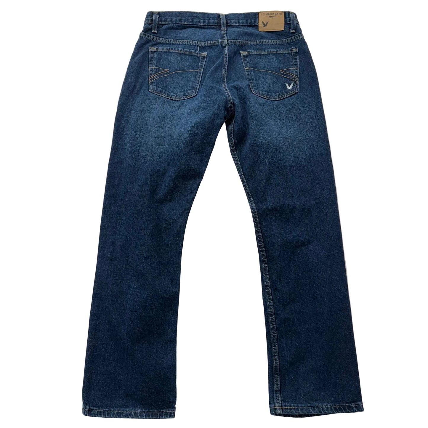 American New York Mens Dark Indigo Denim Straight Leg Jeans 5-Pocket Waist 34