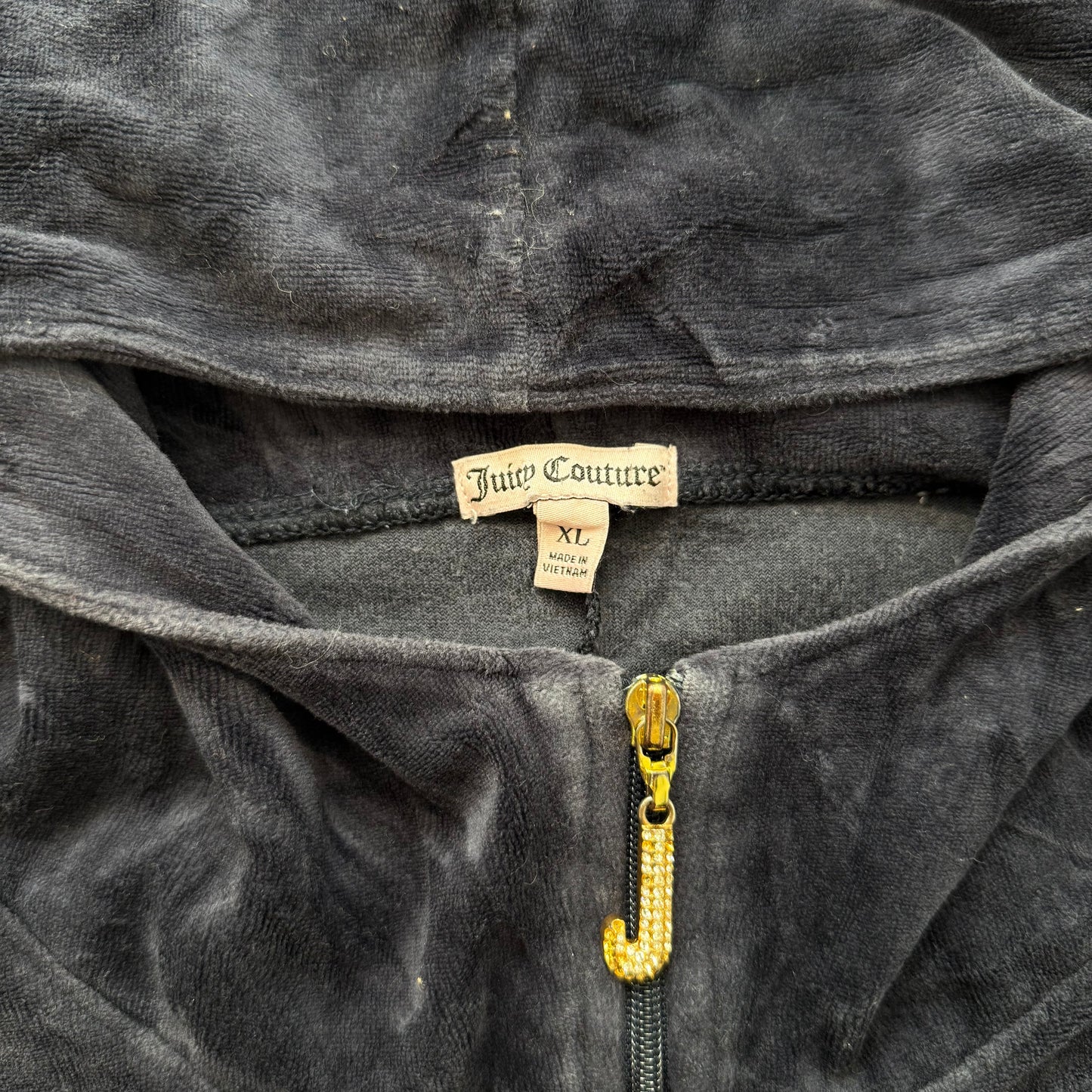 Juicy Couture navy Velour Tracksuit Set Hoodie & Drawstring Pants Size XL/M
