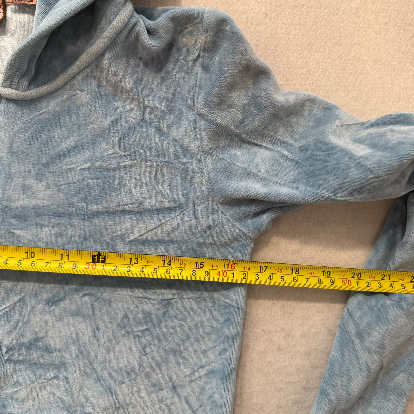 Juicy Couture Women's Pastel Blue Velour Zip Up Hoodie Loungewear Preppy Size M