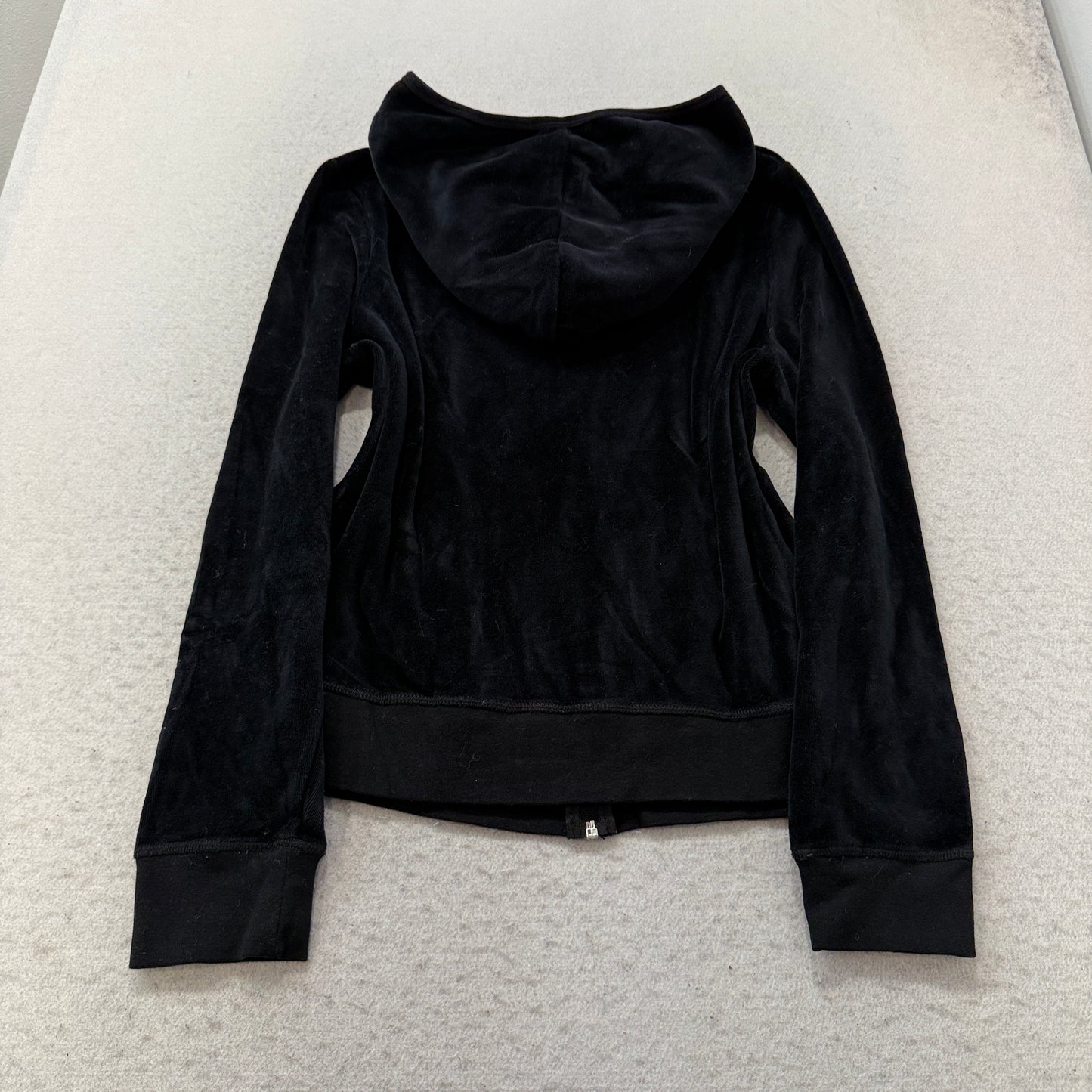 Juicy Couture Women's Black Velour Tracksuit Set Hoodie & Flared Pants Size XL