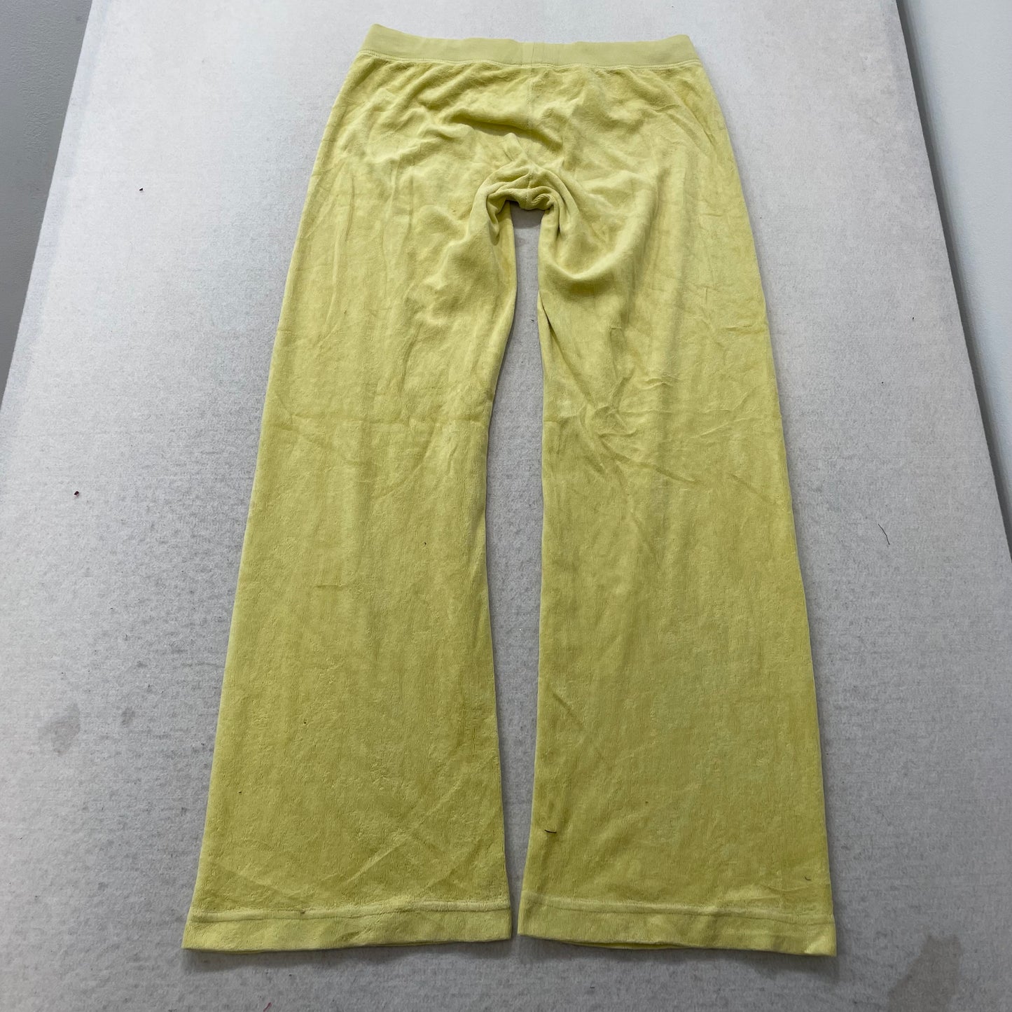Juicy Couture Women's Yellow Velour Flared Leg Track Pants Loungewear Size S