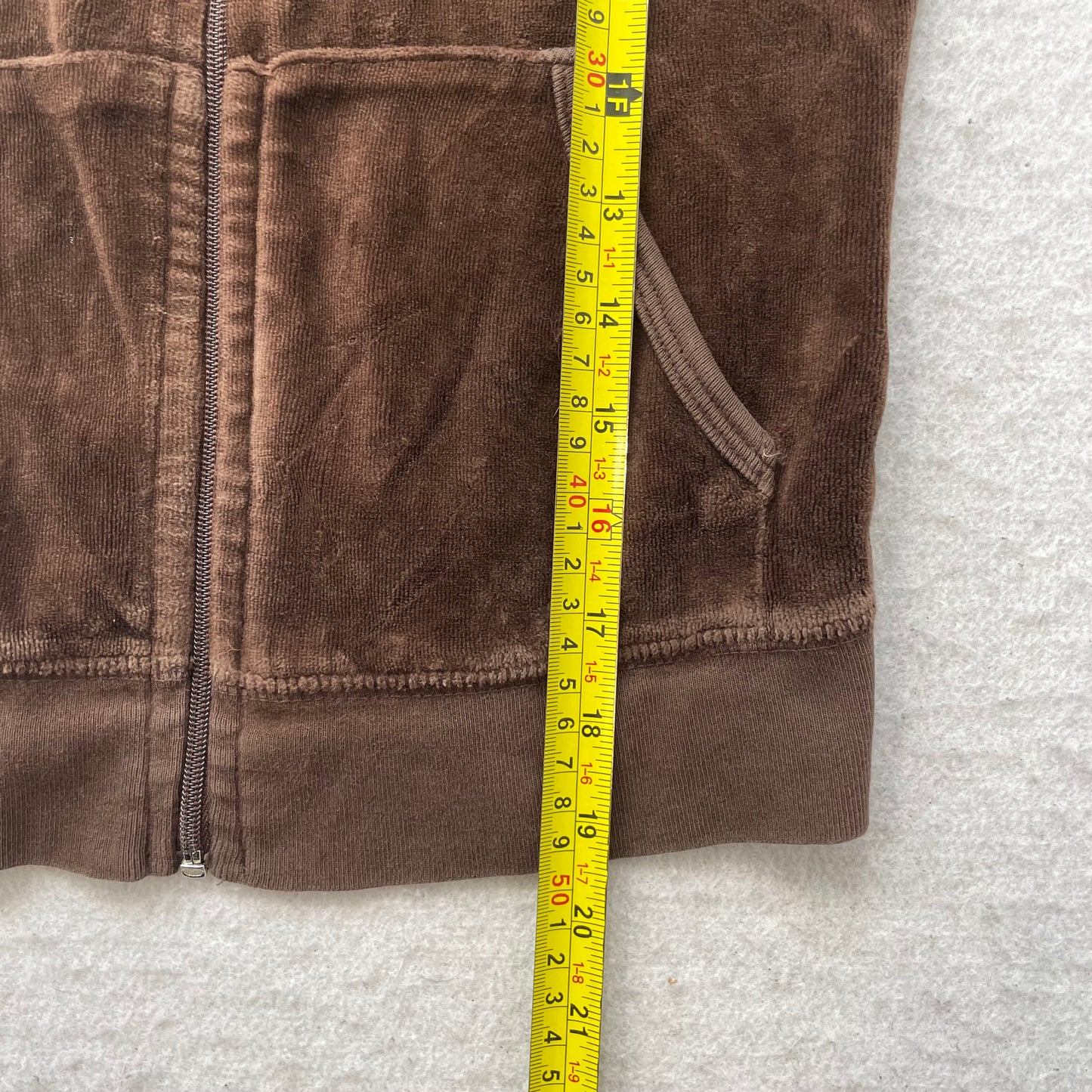 Vintage 90s Juicy Couture Women's Dark Brown Velour Zip-Up Hoodie Loungewear - S