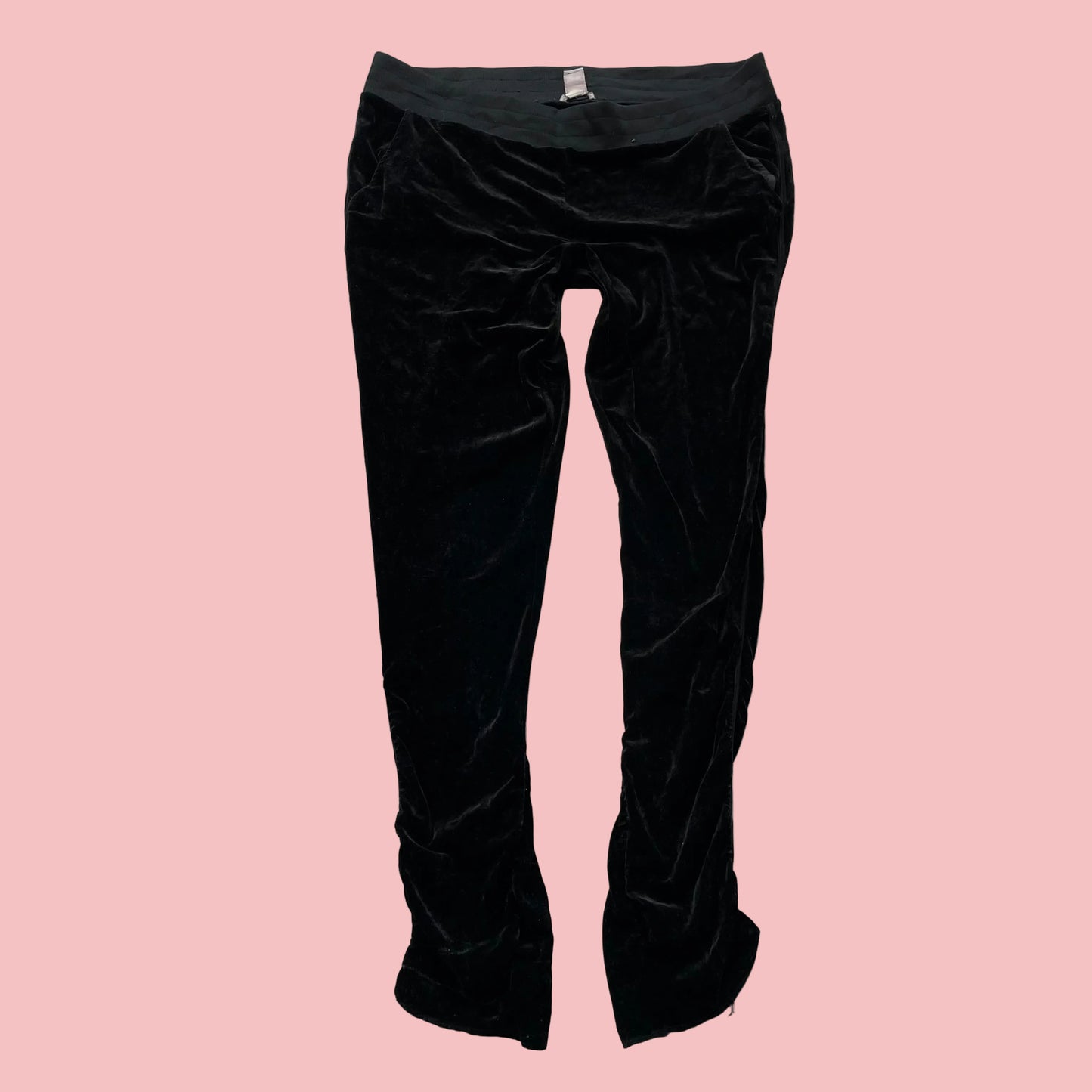 Juicy Couture Women's Black Velour Ruched Leggings Pants Elastic Waist Size L