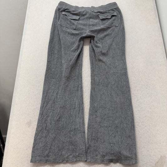 Bebe Womens Heather Gray Velour Flared Track Pant Drawstring Made In USA Size XL