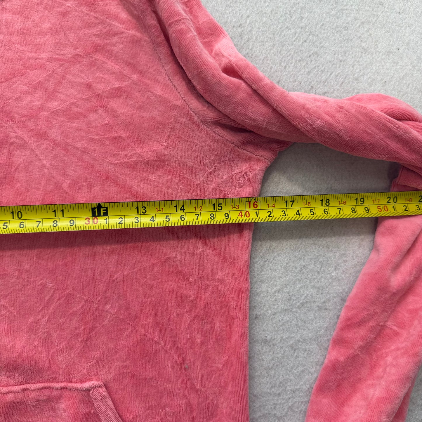 Vintage Juicy Couture Women's Pink Velour Full Zip Hoodie Graphic Pockets Size L