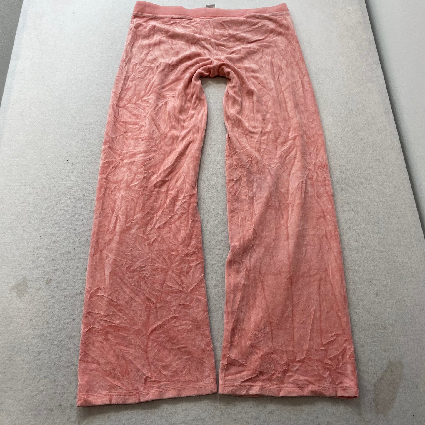 Juicy Couture Women's Pink Velour Flared Track Pant Drawstring Crown Logo Size M