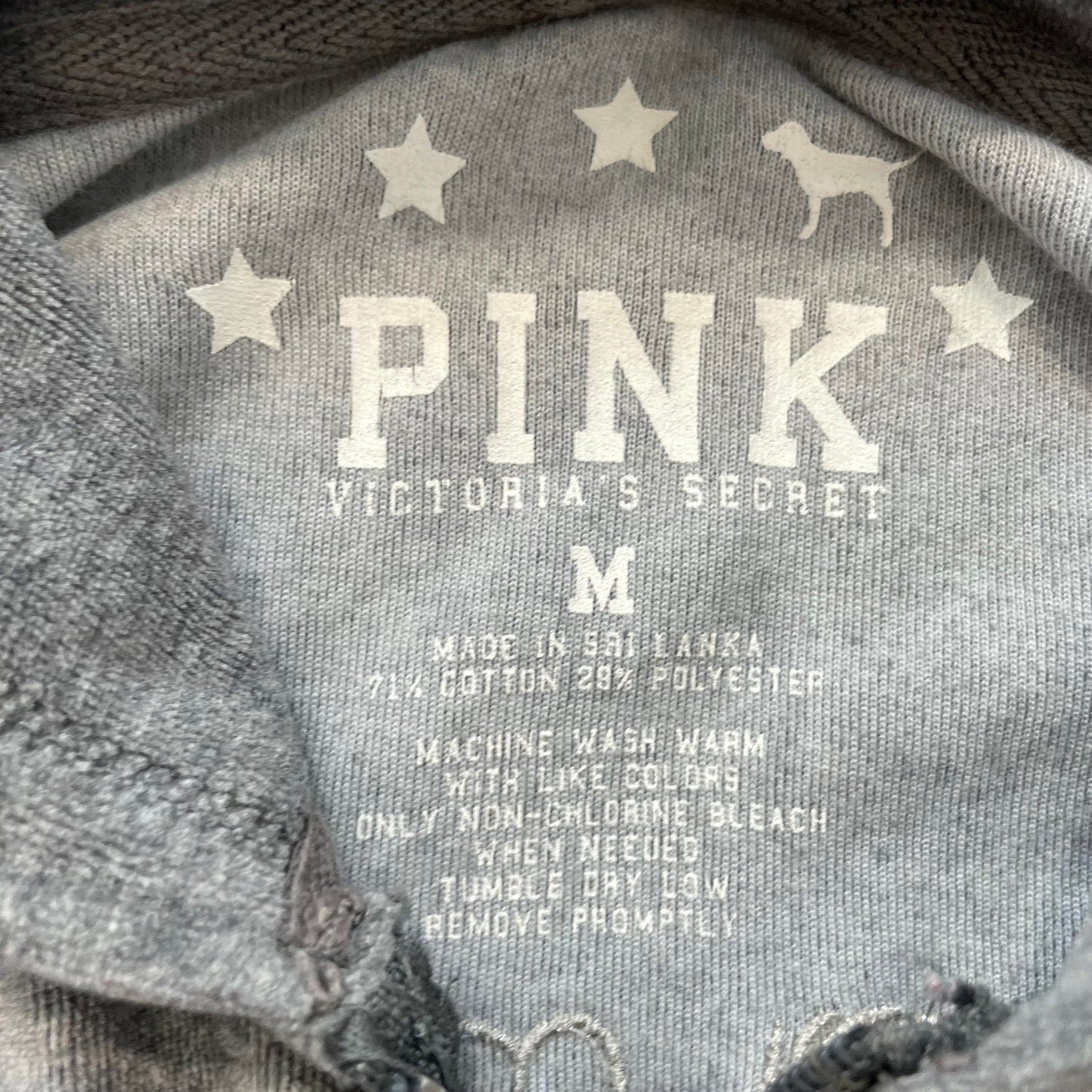 Victoria's Secret PINK 86 Tour Women Gray Velour Zip-Up Hoodie Loungewear Size M
