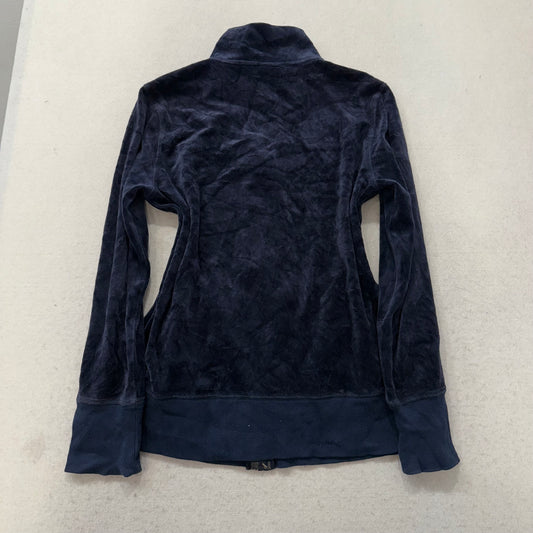 Vintage Juicy Couture Women's Navy Velour Full Zip Track Jacket Mock Neck Size L