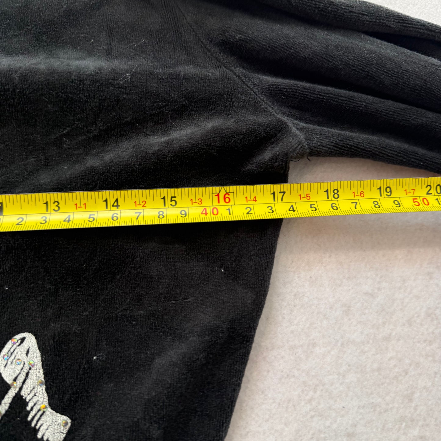 Vintage Juicy Couture Women's Black Velour Full Zip Cropped Hoodie Logo Size S