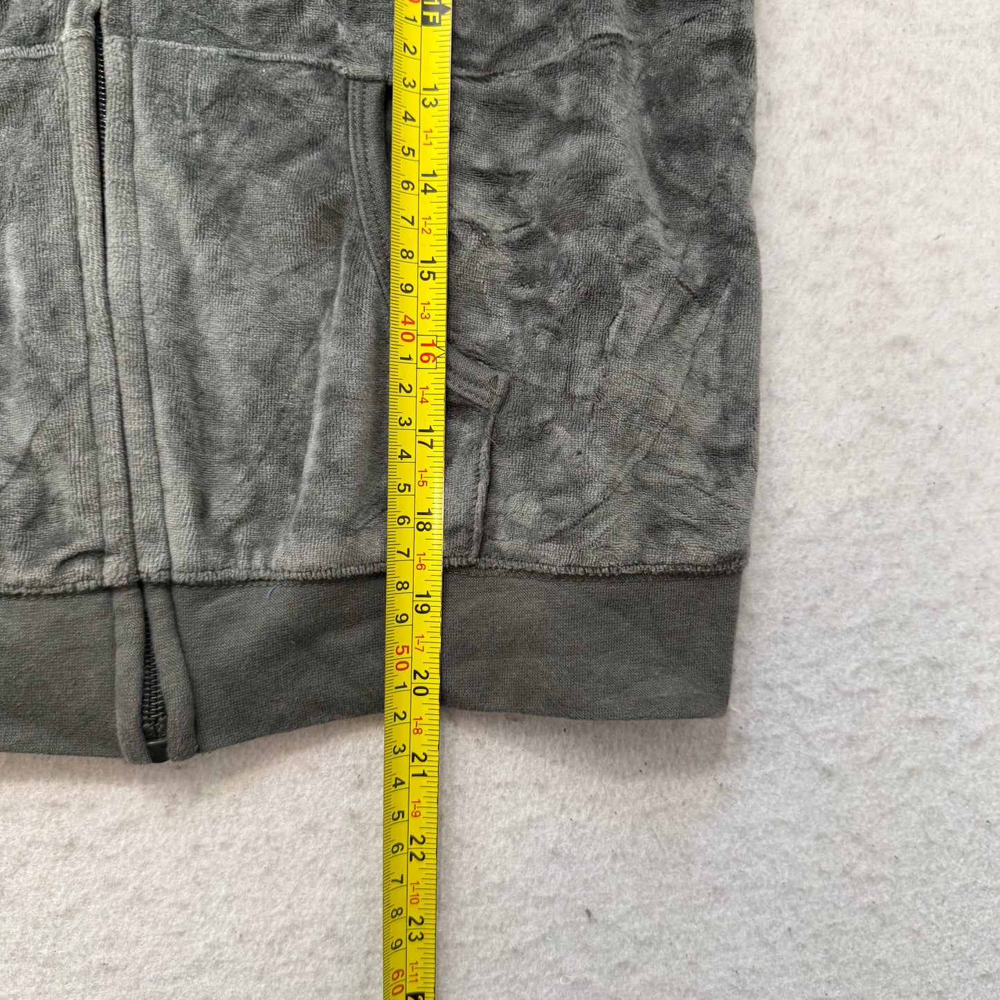 Juicy Couture Women's Dark Gray Velour Full Zip Hoodie Scottie Dog Logo Size M