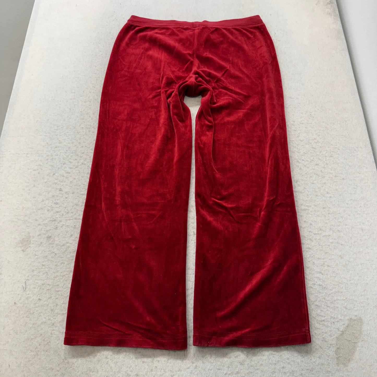 Juicy Couture Women's Red Velour Tracksuit Set Hoodie & Flared Pant Size M