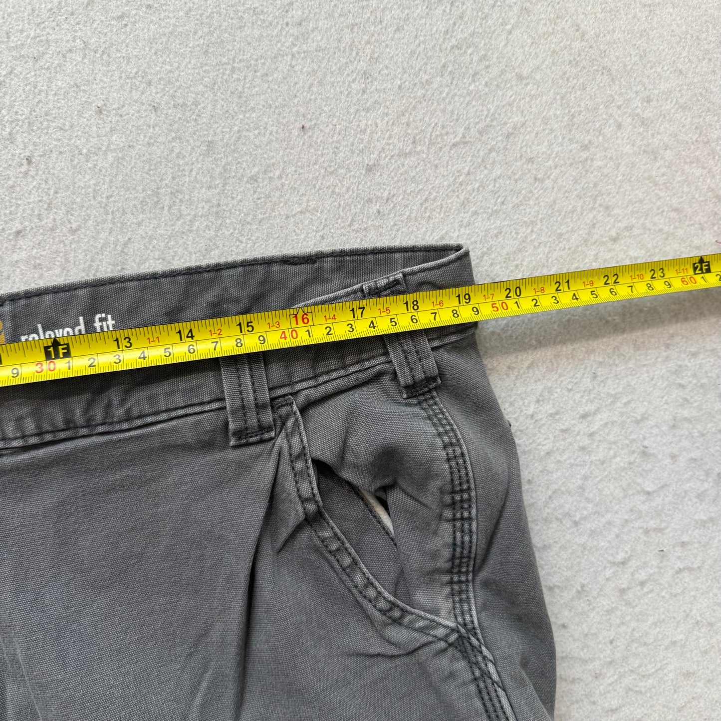 Carhartt Relaxed Fit Men's Gray Washed-Duck Double Knee Work Pants Size 38x30