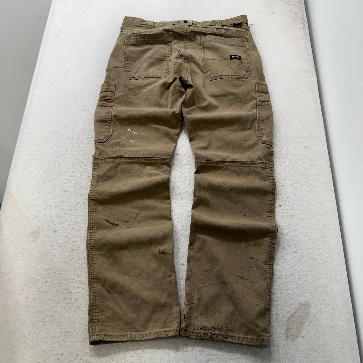 Ariat FR M5 Men's Khaki Cotton Blend Cargo Pants Straight Fit Pockets Size 34
