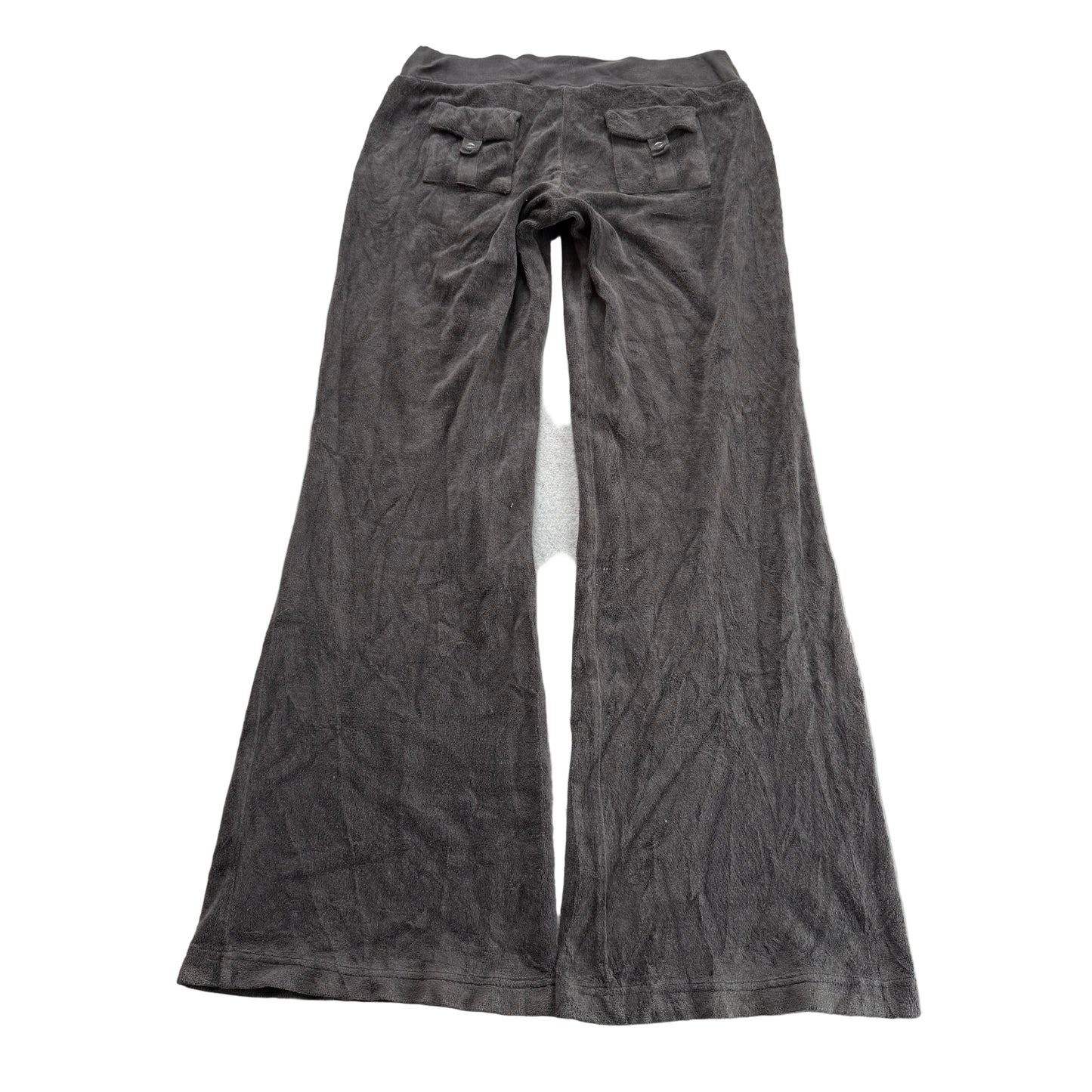 Vintage Juicy Couture Women's Deep Gray Terry Cloth Flared Track Pant Y2k Size S