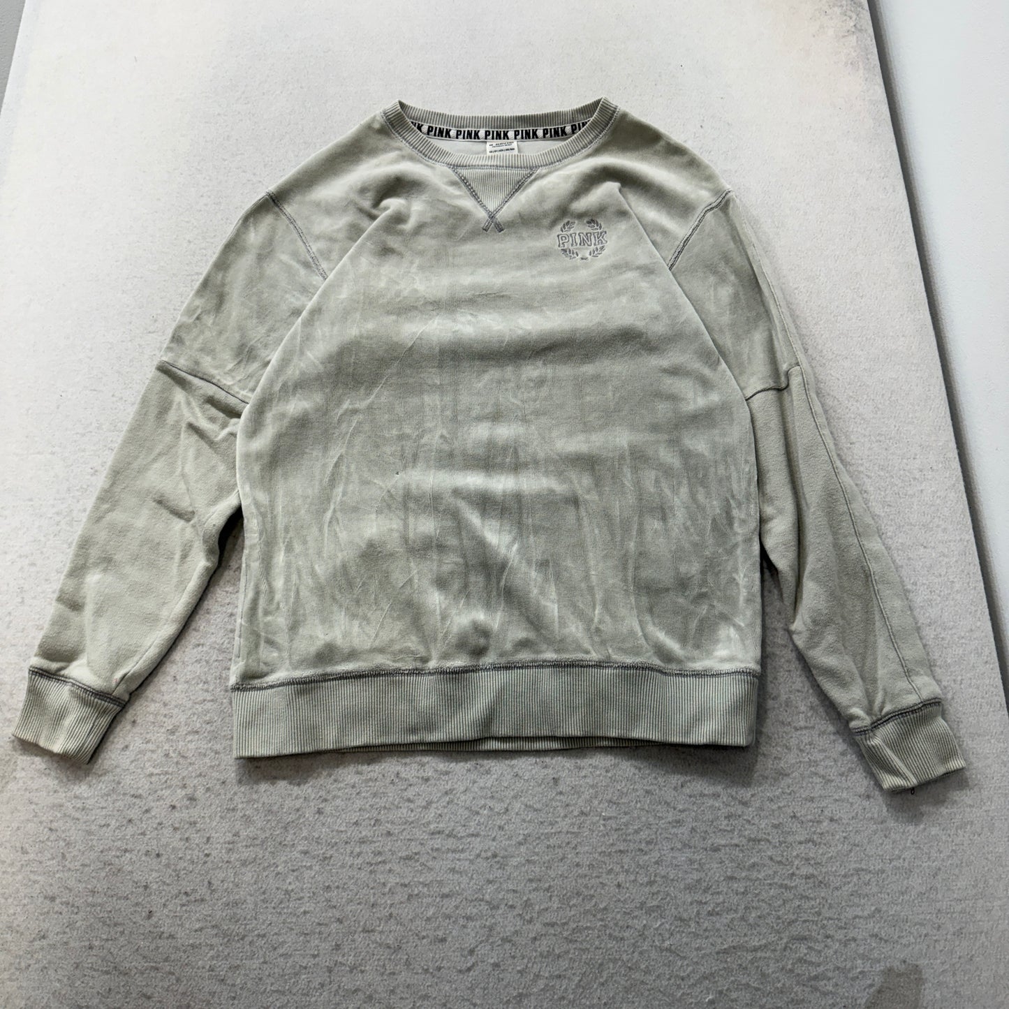 Victoria's Secret PINK Women's Gray Crushed Velvet Crew Neck Sweatshirt Size XS