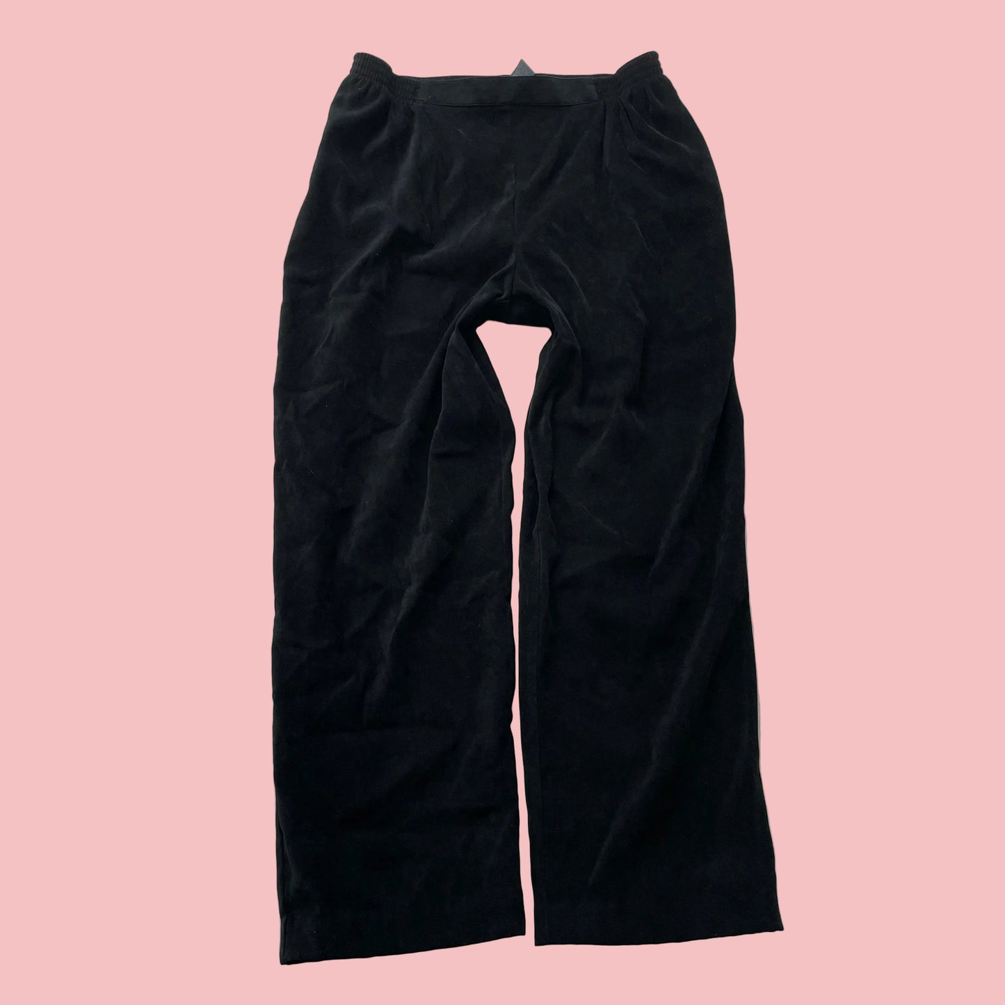 Koret Women's Black Velvet Wide Leg Pull-On Pants High Rise Loungewear Size 14