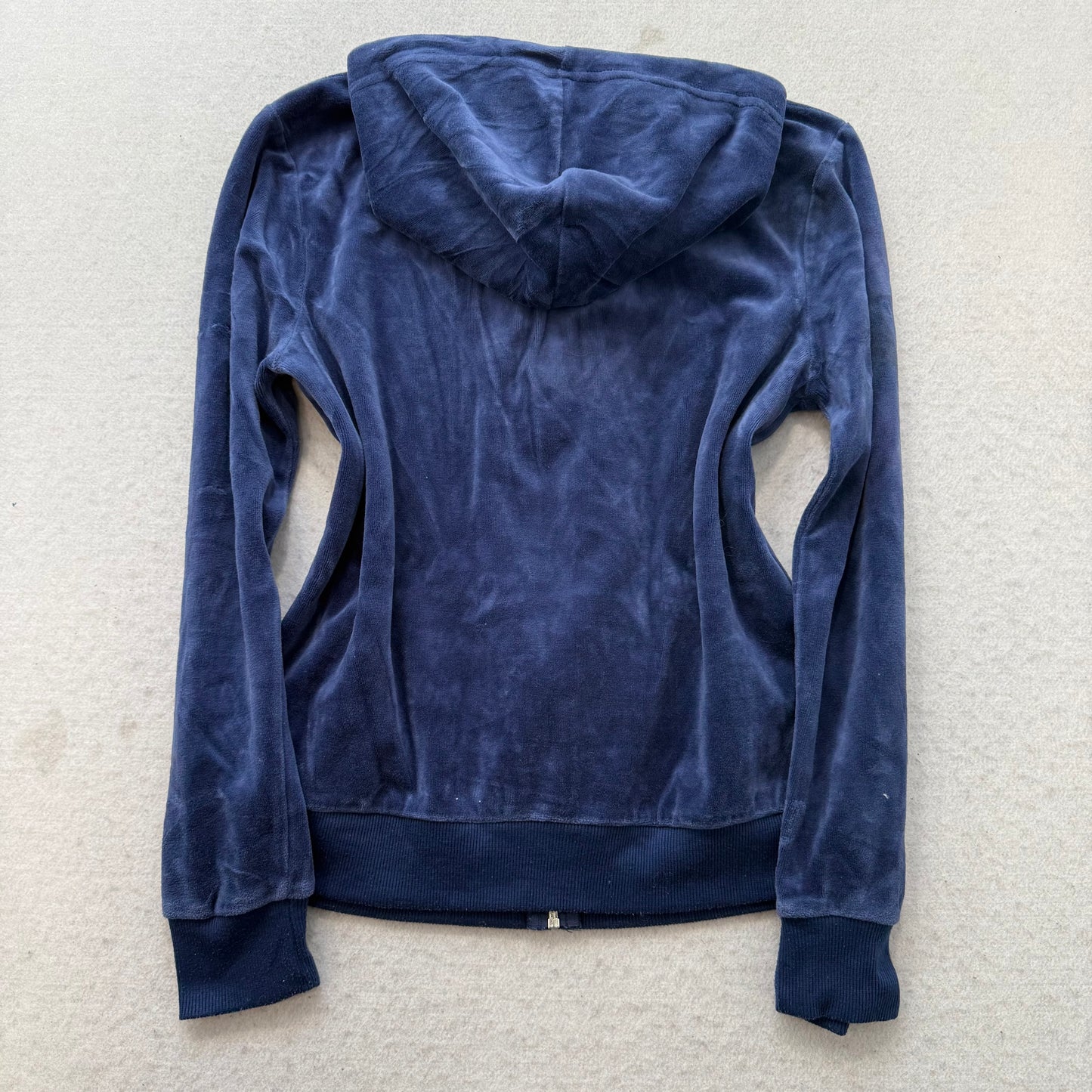 2003 Juicy Couture Women's Navy Velour Tracksuit Set Hoodie & Mini Skirt Size M