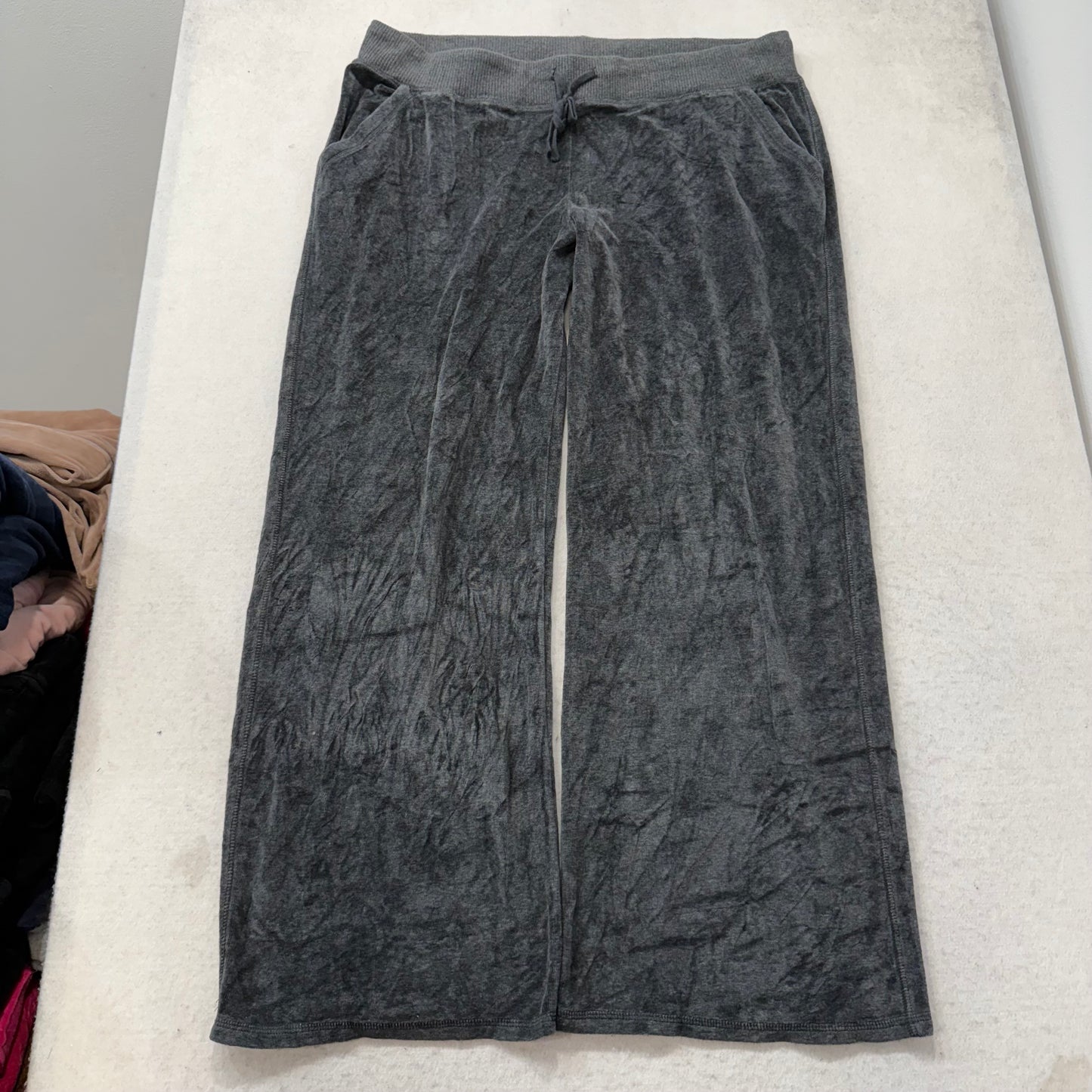 Juicy Couture Women Charcoal Grey Velour Tracksuit Set Hoodie & Pant Y2k Size XL