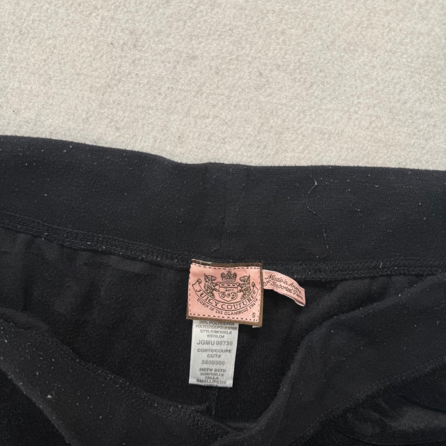 Juicy Couture Black Velour Track Zip Up Hoodie Size S