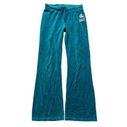 Juicy Couture Women's Teal Blue Velour Flared Track Pant Loungewear Y2K Size S