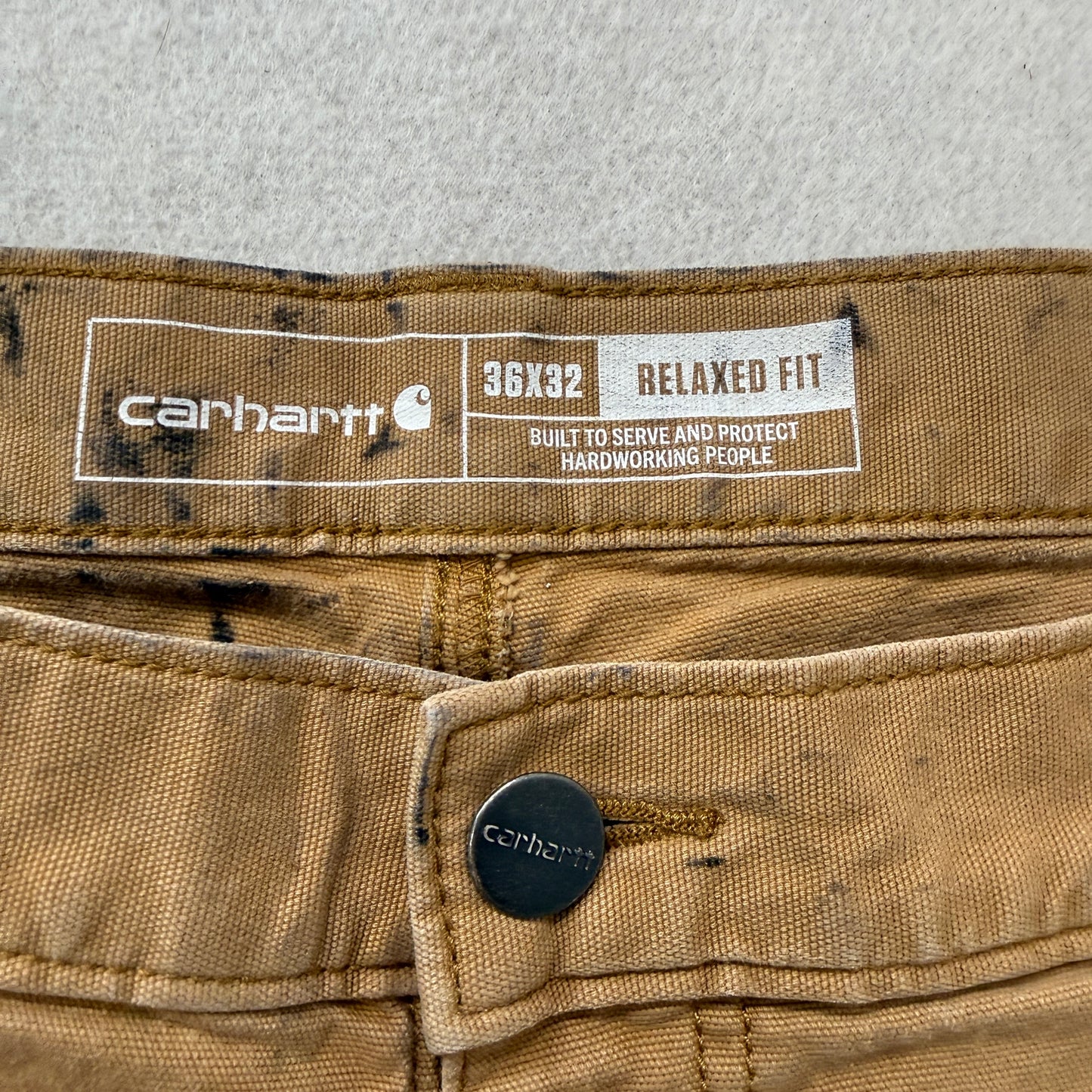 Carhartt Men's Khaki Cargo Pants Relaxed Fit Pockets Classic Workwear Size 36x32