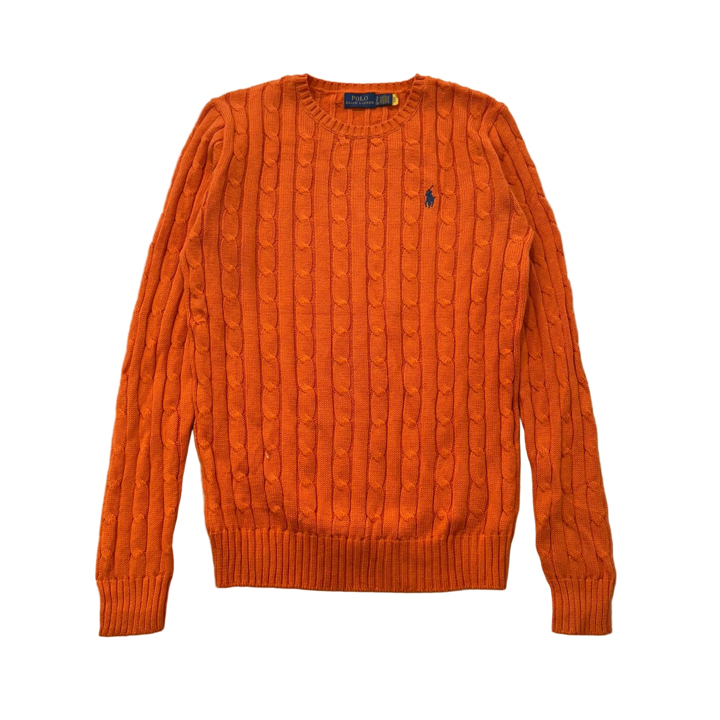 Polo Ralph Lauren Men's Orange Cable-Knit Sweater Heritage Style Logo Size S NWT