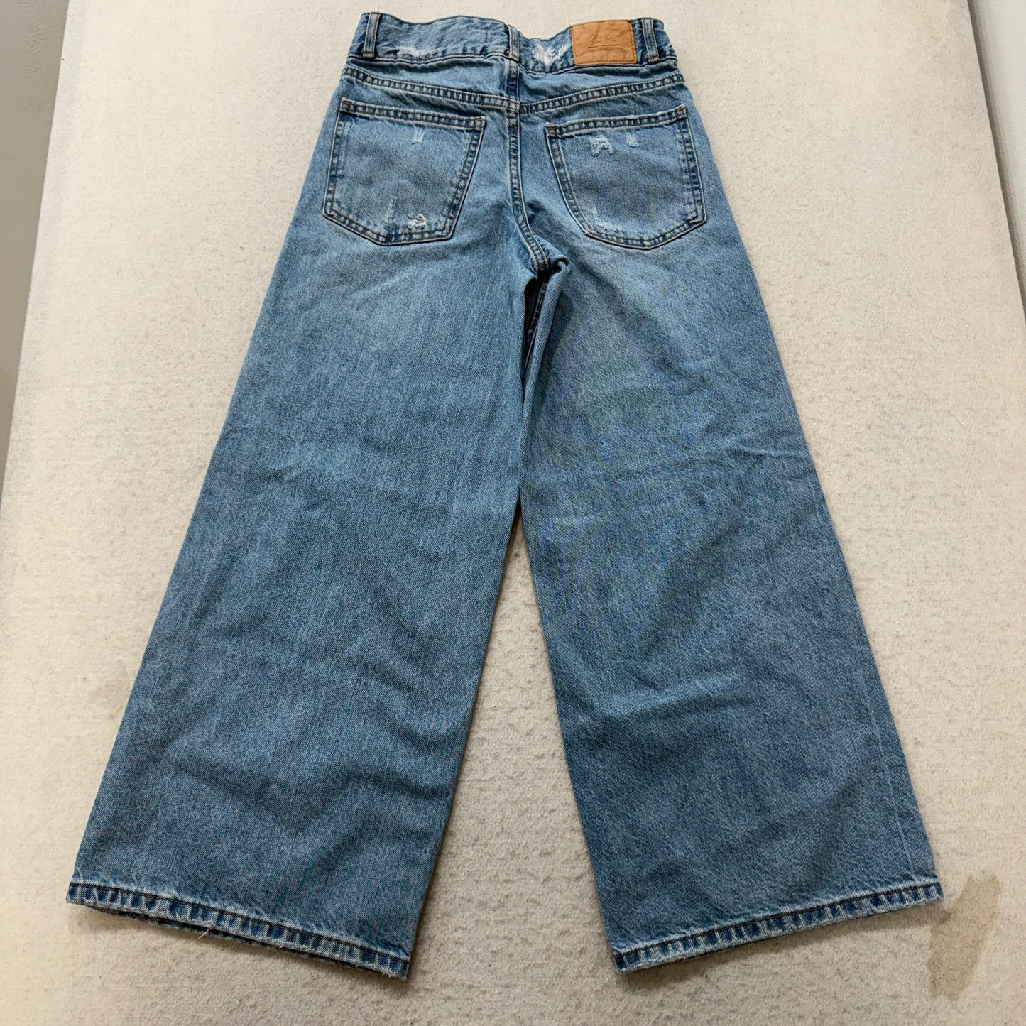 Zara Girl's Blue Regular Fit Wide Leg Denim Jeans Distressed Pocket Size 11-12
