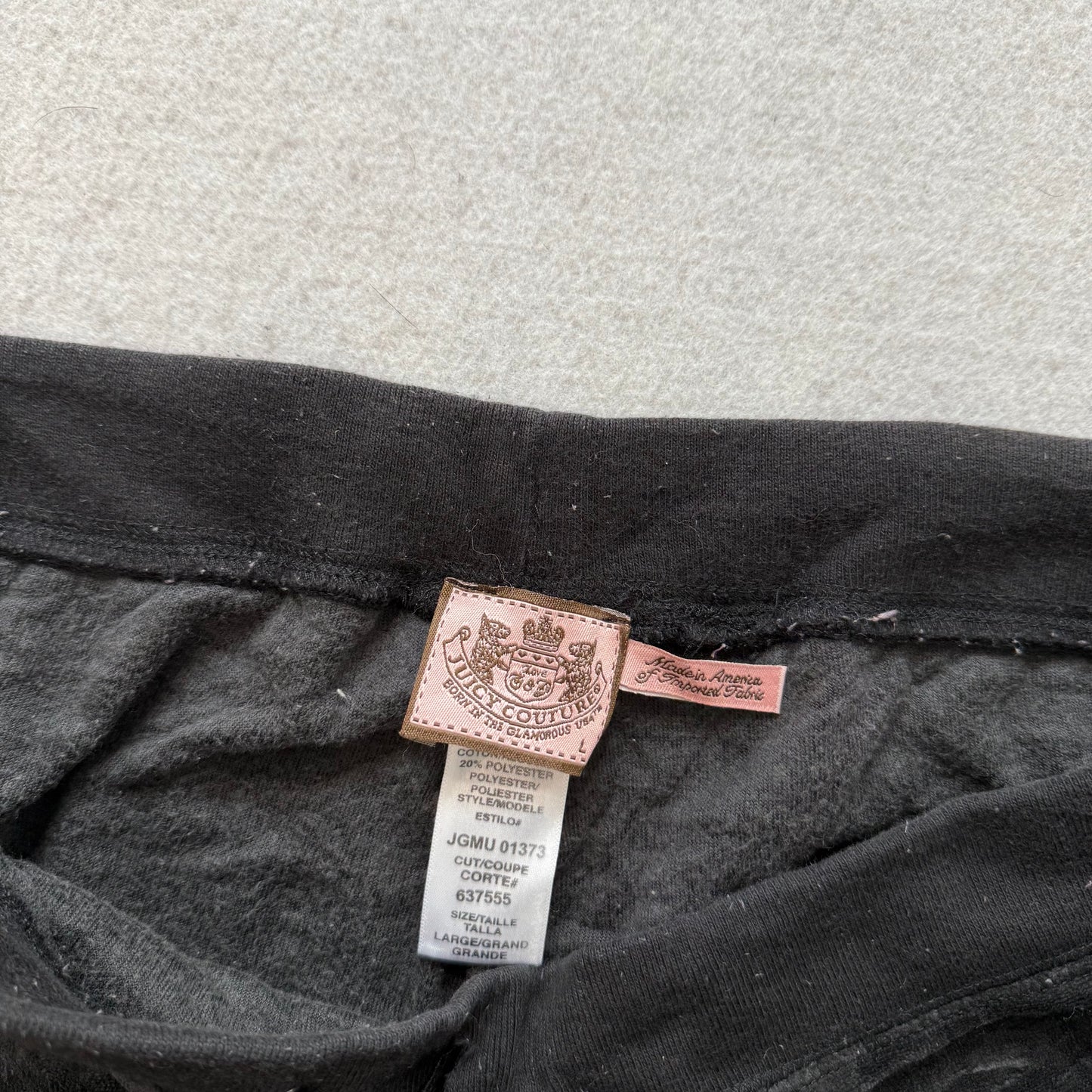 Juicy Couture True Black Velour Tracksuit Set Zip Up Hoodie & Wide Pants Size L