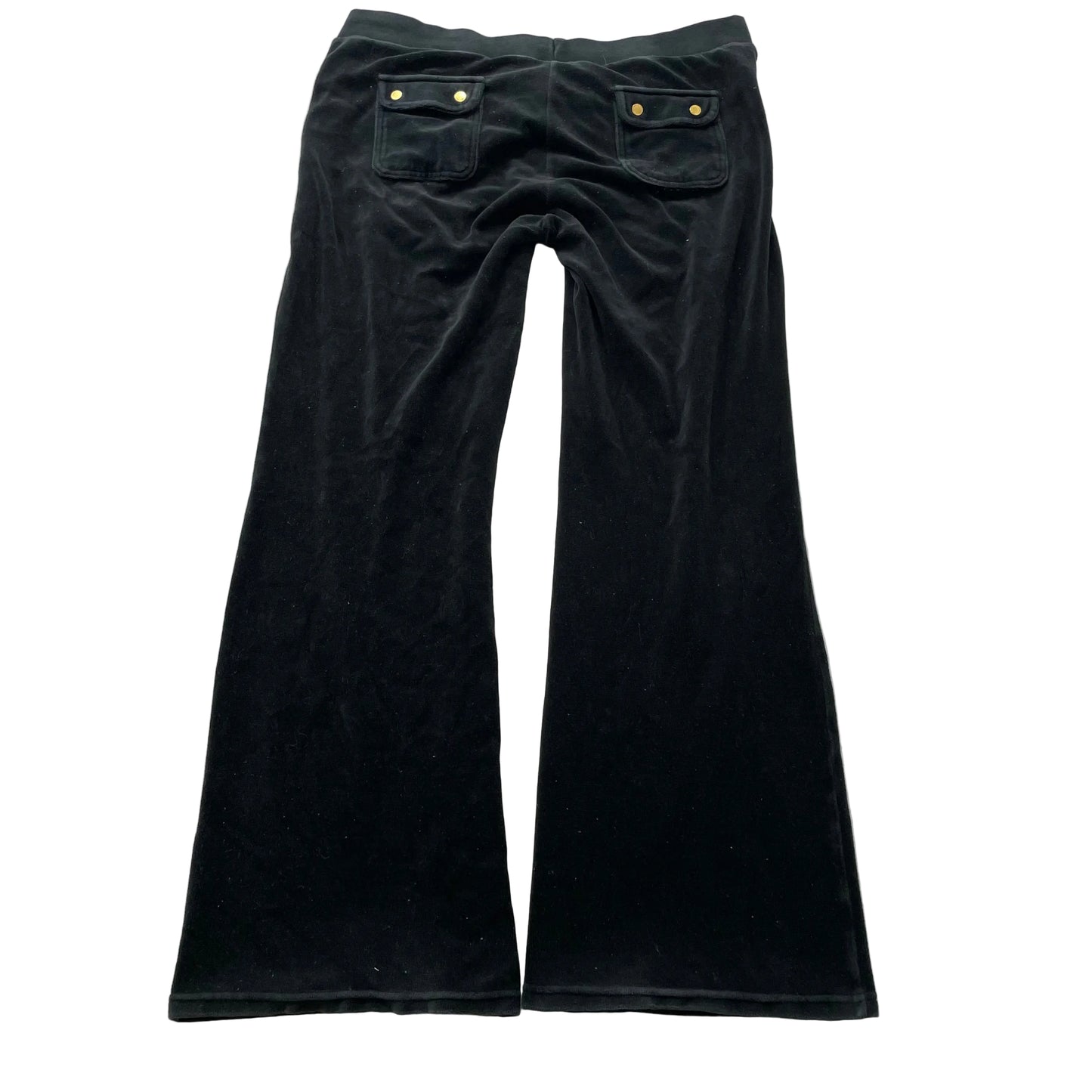 Juicy Couture Women's Black Velour Flared Leg Track Pants Drawstring Y2k Size XL