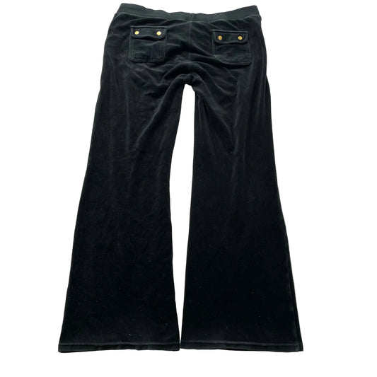 Juicy Couture Women's Black Velour Flared Leg Track Pants Drawstring Y2k Size XL