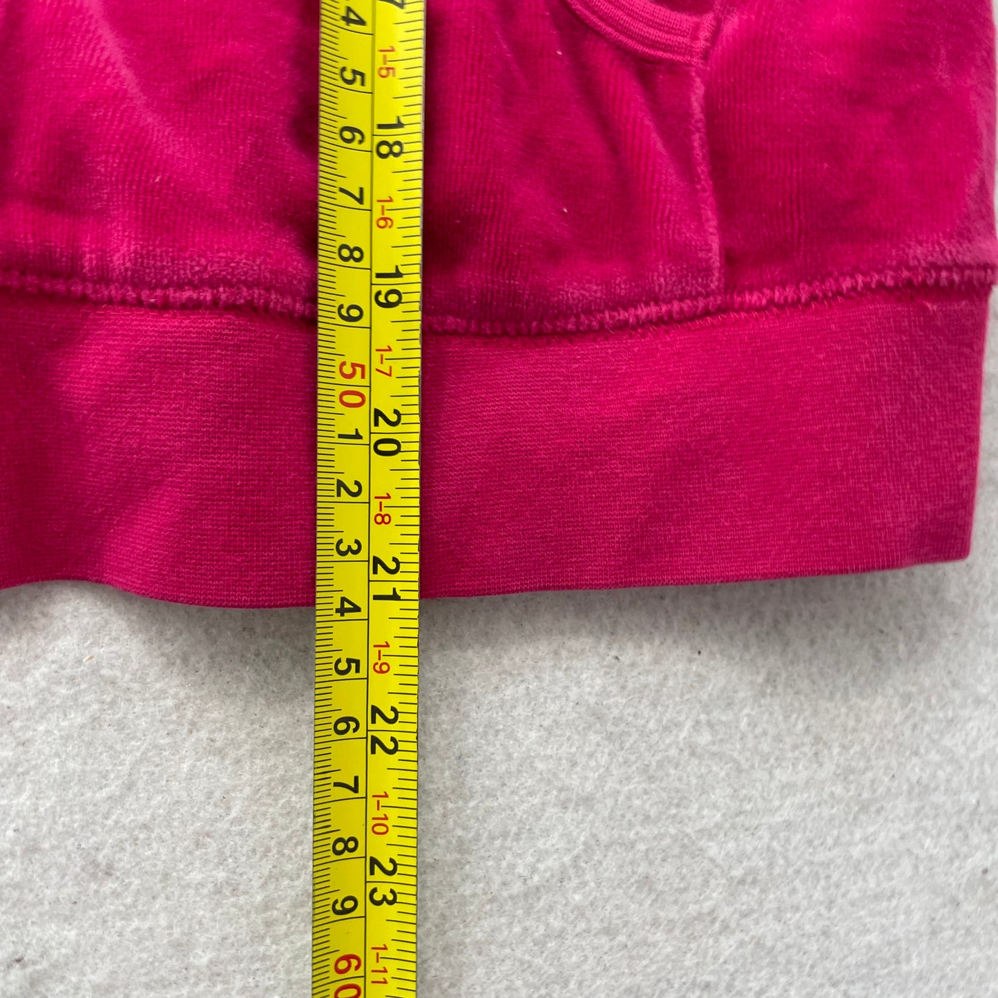 Juicy Couture Women's Raspberry Velour Zip Up Hoodie Rhinestones Logo Y2K Size M