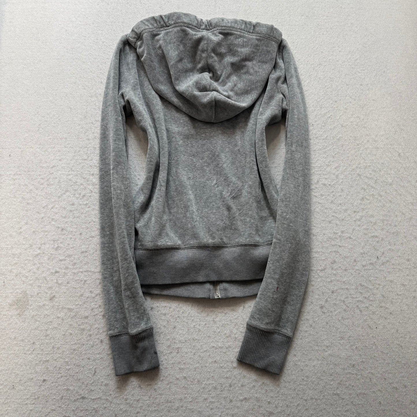 Hollister Women's Gray Velour Zip-Up Hoodie Kangaroo Pockets Loungewear Size XS