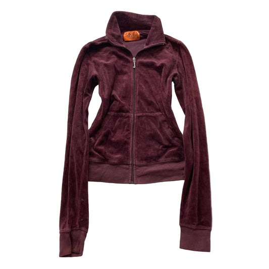 2003 Vintage Juicy Couture Women's Burgundy Velour Full Zip Track Jacket Size S