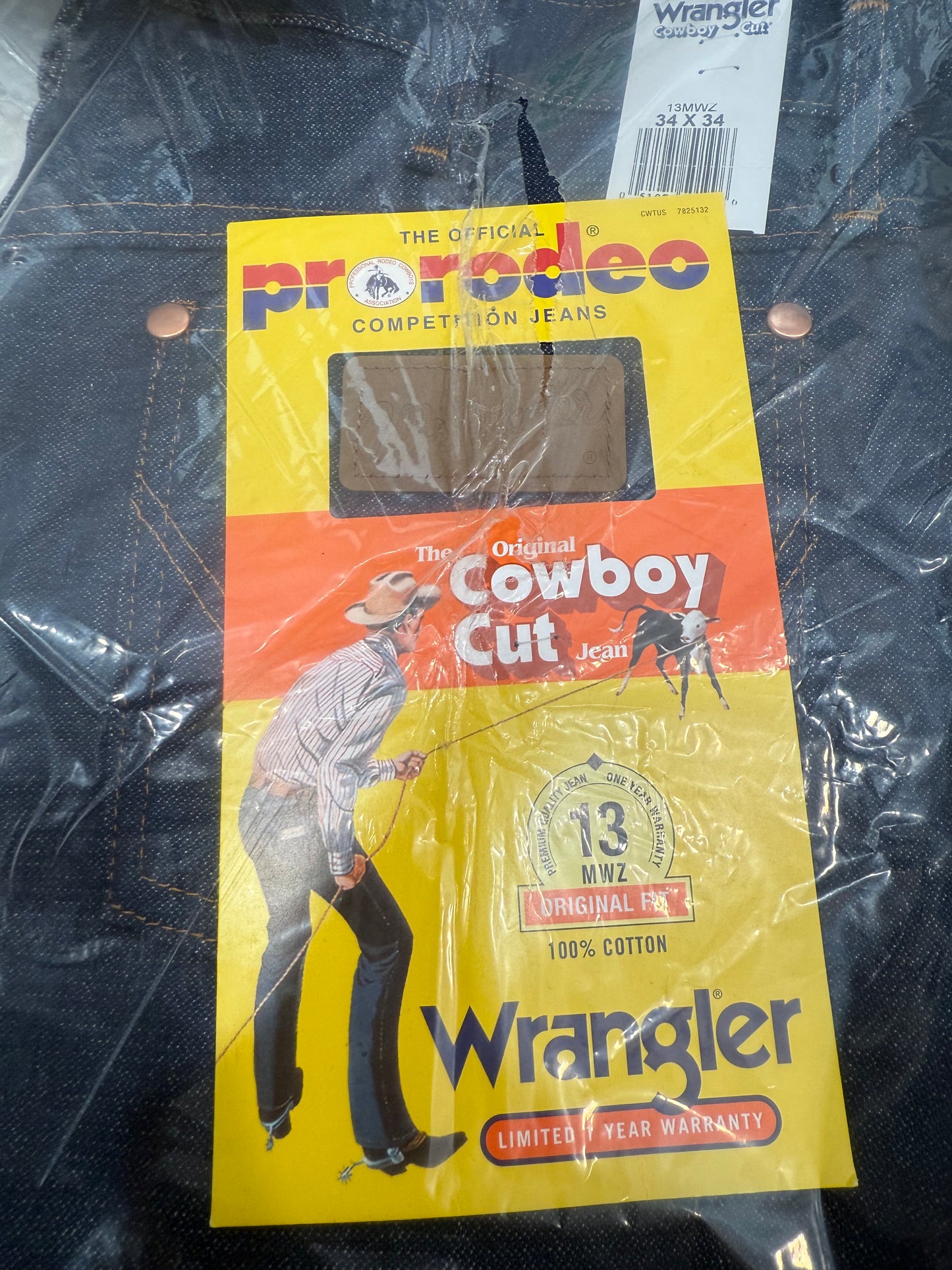 WRANGLER Original Cowboy Cut 13MWZ 100% Cotton Jeans 34x34 - Clean Curriculums 