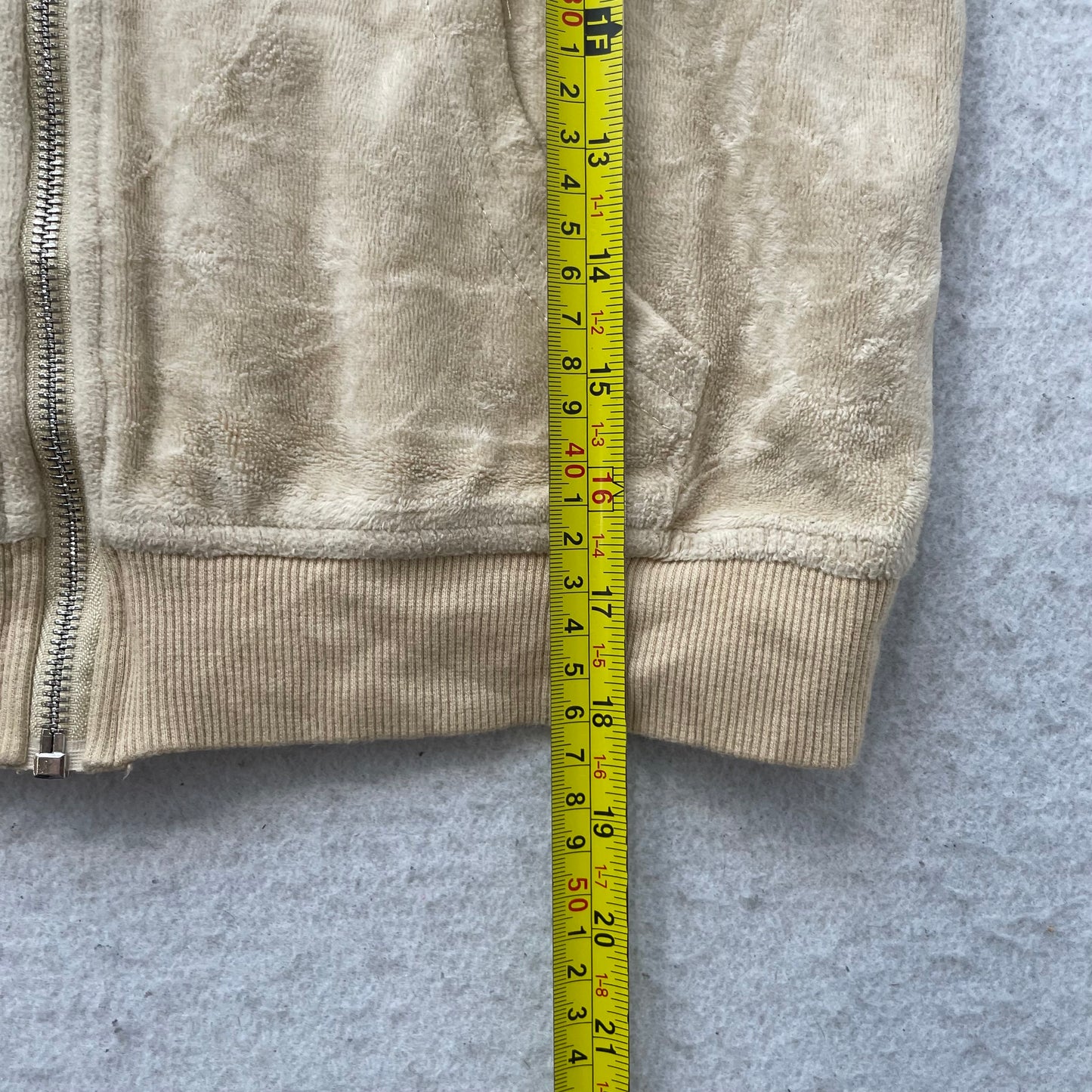 Juicy Couture Forever 21 Women Beige Velour Zip-Up Hoodie Rhinestone Logo Size S