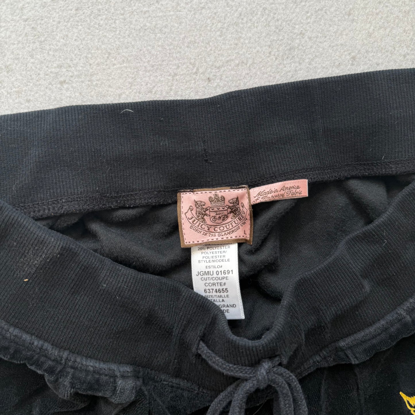 Vintage Juicy Couture Women's Black Velour Flared Track Pants Dog Logo Size L