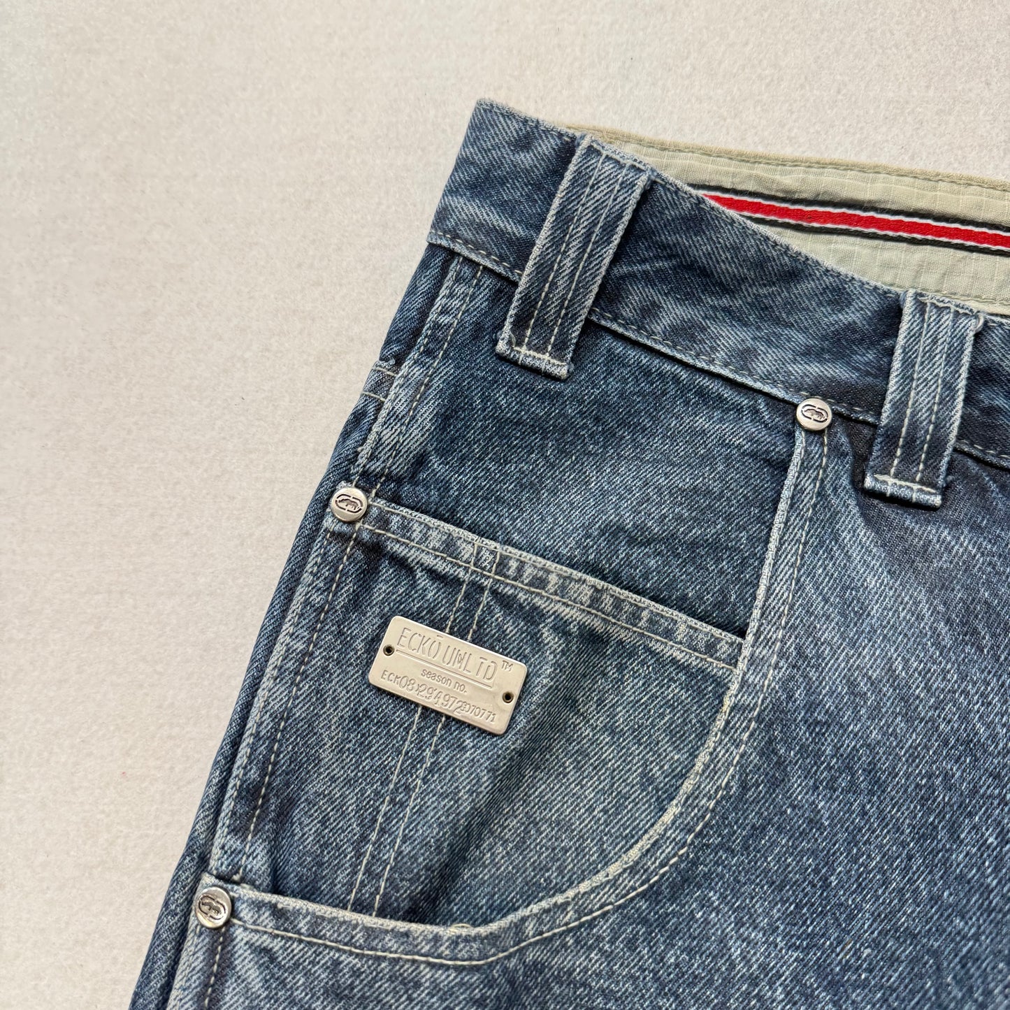 Ecko Unltd Men's Medium Blue Denim Baggy Carpenter Shorts Utility Pocket Size 42