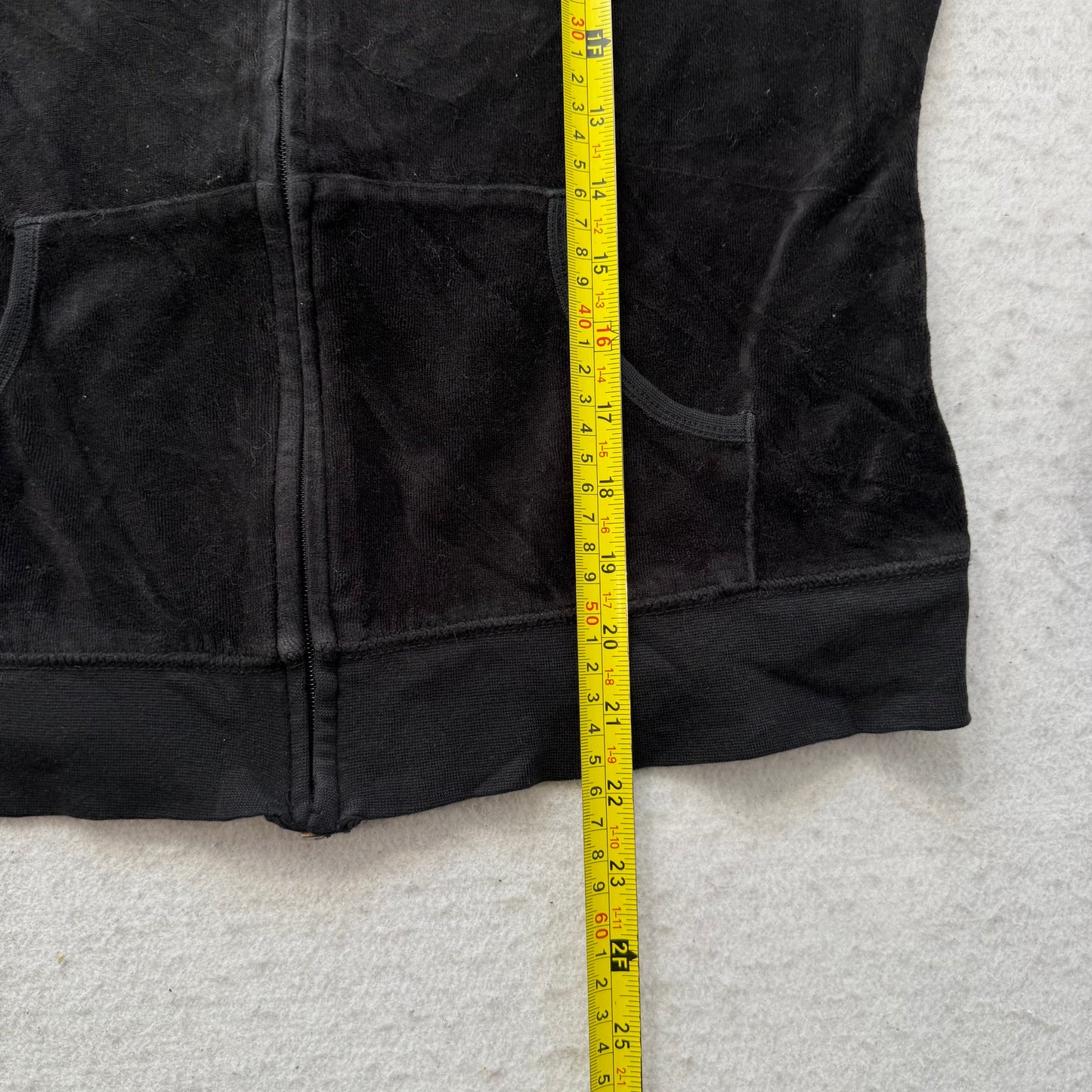 Vintage Juicy Couture Women's Black Velour Tracksuit Set Hoodie & Pant Size L/XL