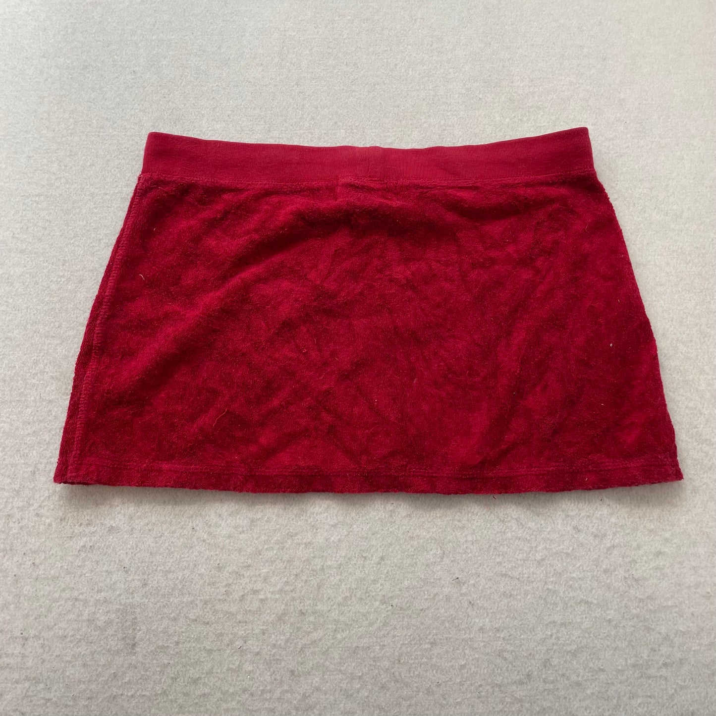 2003 Vintage Juicy Couture Women's Red Terry Cloth Mini Skirt Drawstring Size S