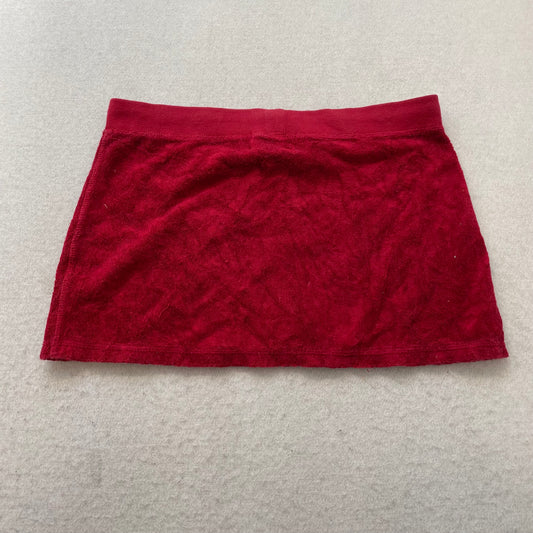 2003 Vintage Juicy Couture Women's Red Terry Cloth Mini Skirt Drawstring Size S