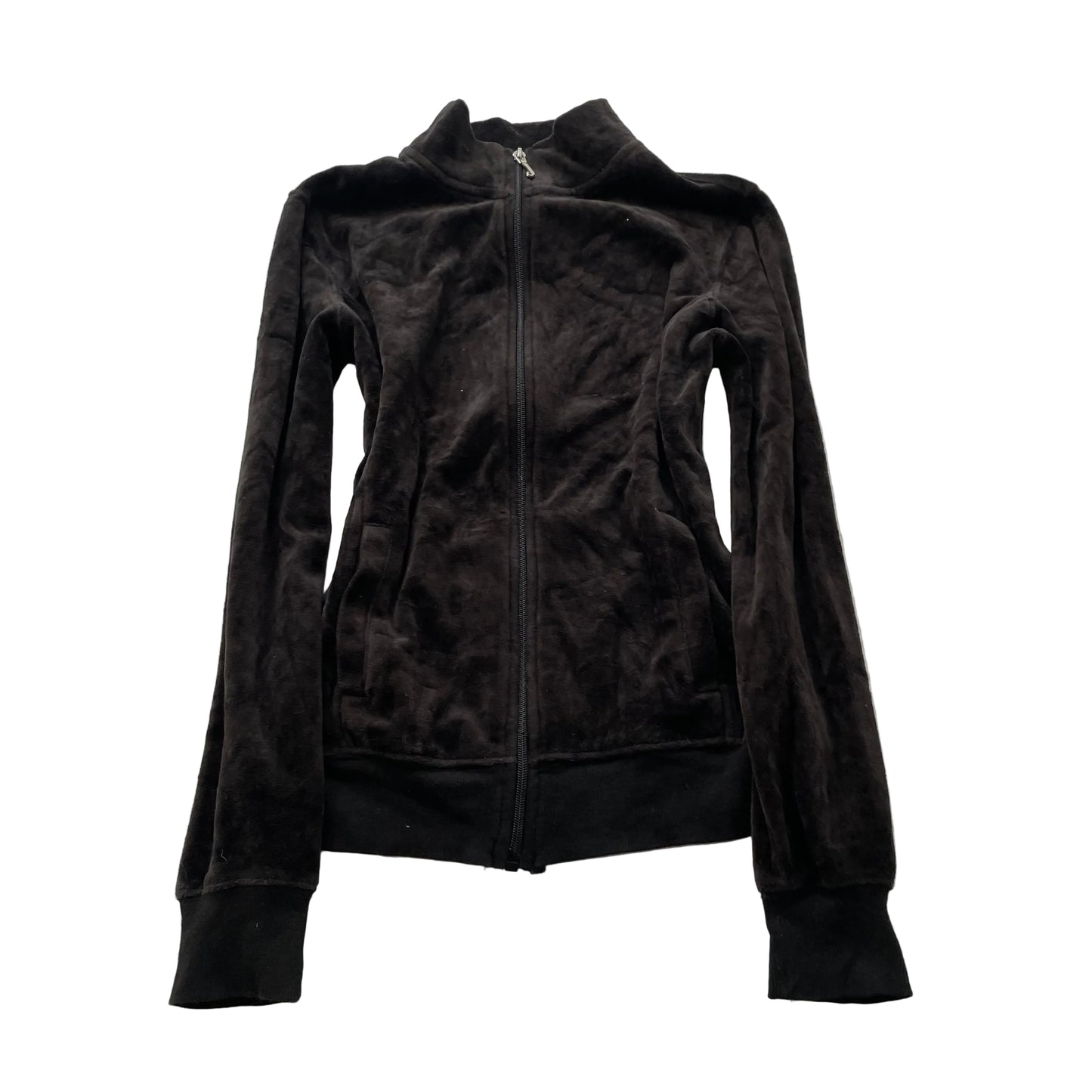 Vintage Juicy Couture Women Dark Brown Velour Zip-Up Track Jacket Classic Size S