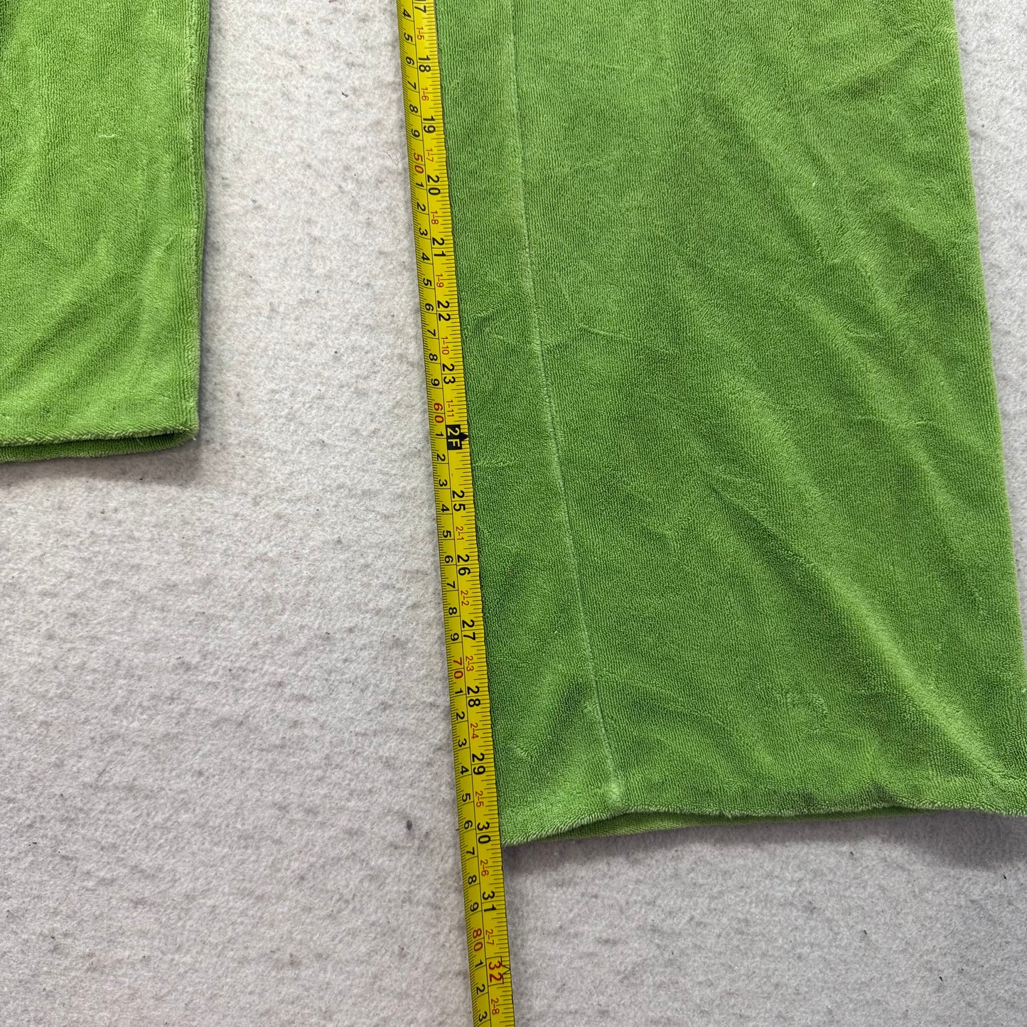 2003 Vtg Juicy Couture Women's Apple Green Terry Cloth Flared Track Pants Size P