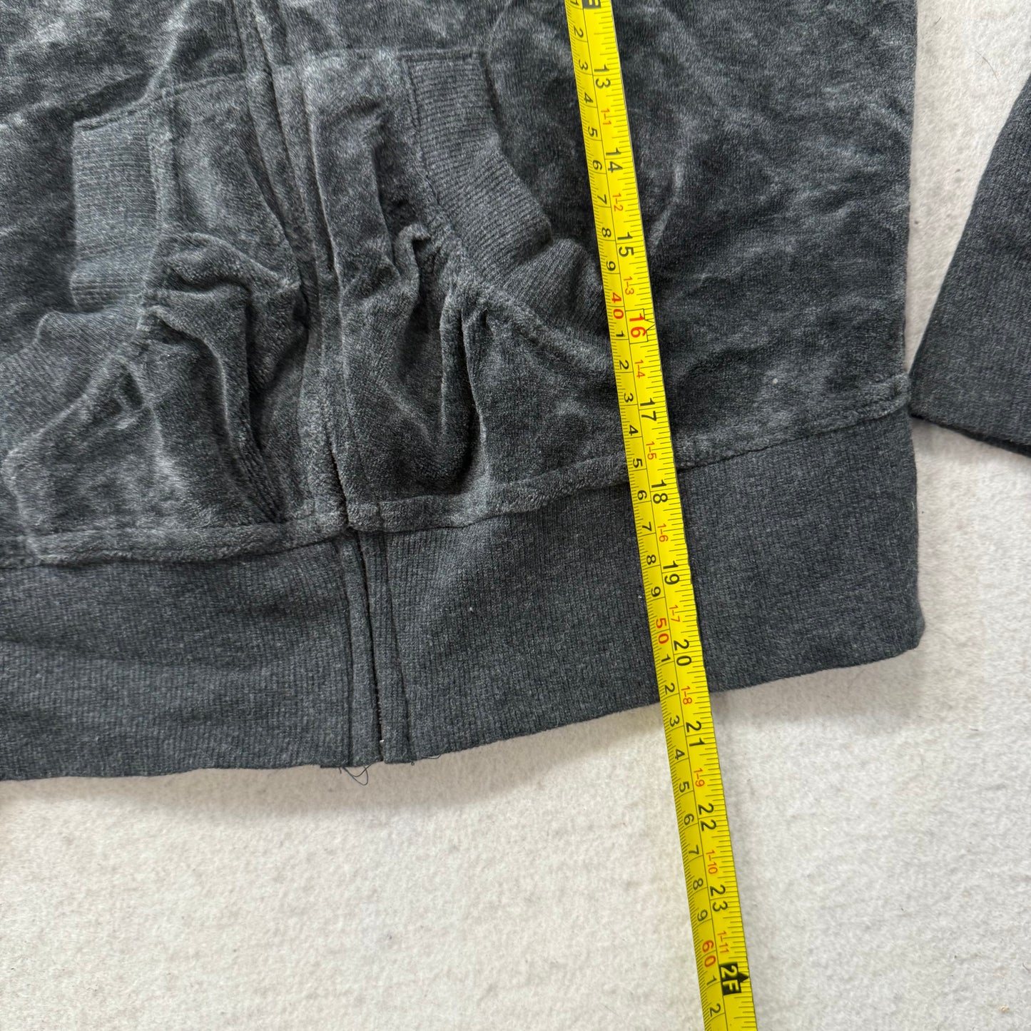 Bebe Women's Black Velour Zip-Up Hoodie Drawstring Rhinestones Logo Y2k Size M