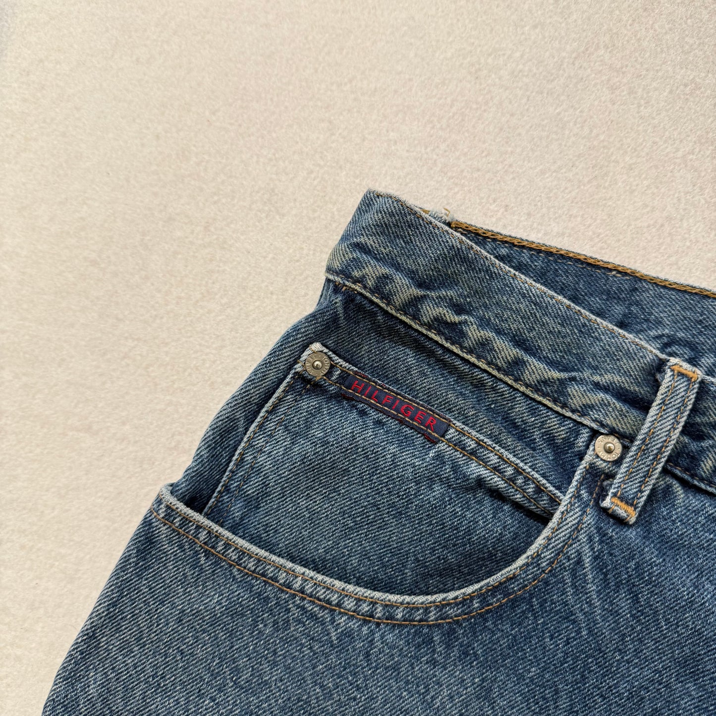 Tommy Hilfiger Men's Blue Baggy Carpenter Jeans Workwear Tool Pockets Waist 38