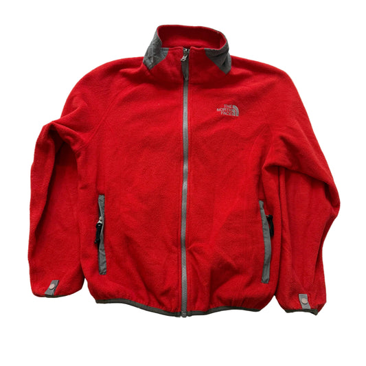 The North Face Unisex Red Gray Full Zip Fleece Jacket Pockets Streetwear Size M