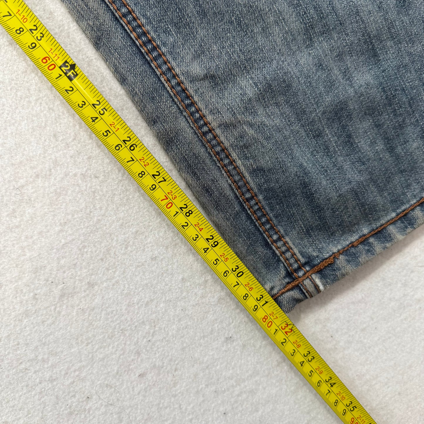 CEZER Men's Light Blue Denim Baggy Jeans Outer Flap Back Pockets Faded Size 40