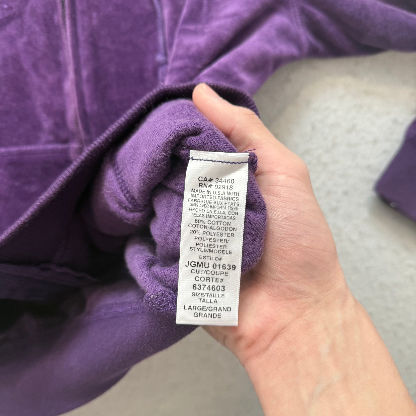 Vintage Juicy Couture Women Deep Purple Velour Hoodie & Flared Pant Y2k Size L/S