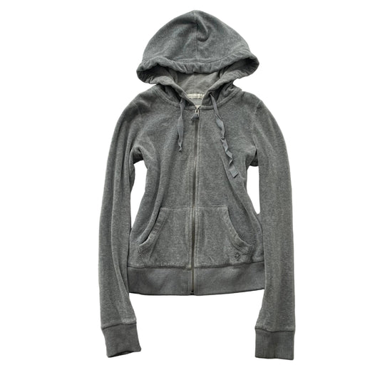 Hollister Women's Dark Heather Gray Velour Full Zip Hoodie Loungewear Y2K Size S