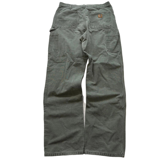 Carhartt B11 Men's Olive Straight Washed Duck Work Pants Dungaree Fit Size 34x36